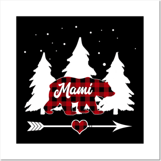 Mami Bear Buffalo Plaid Christmas Matching Family Pajama Posters and Art